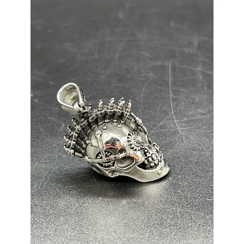 Biker Skull Pendant with Bullets Mohawk Stainless Steel
